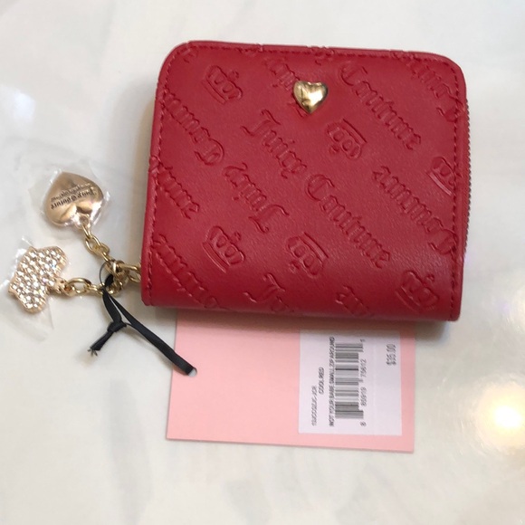 Juicy Couture Cool Red Not Your Babe Small Zip Around Bifold Wallet NWT - Picture 4 of 16